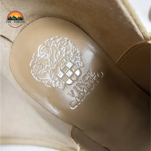 NEW Vince Camuto Women’s Gigietta Boots Bootie Tan Beige Suede Block Heel Sz 9.5