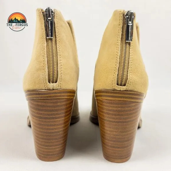 NEW Vince Camuto Women’s Gigietta Boots Bootie Tan Beige Suede Block Heel Sz 9.5