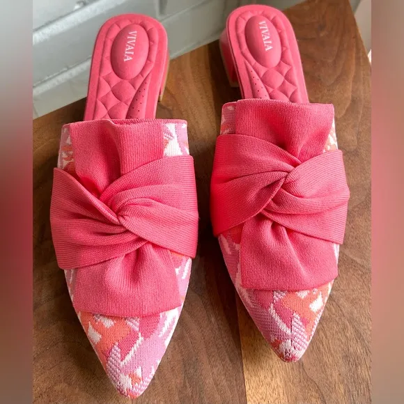NEW Vivaia Pointed-Toe Knot Sandals (Yaffa Pro) in Coral Tropical 9 (40)