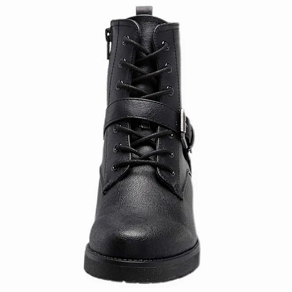 New w/Box Soul By Naturalizer Quaid Faux Leather Buckled Lace-Up Lug Sole Boots