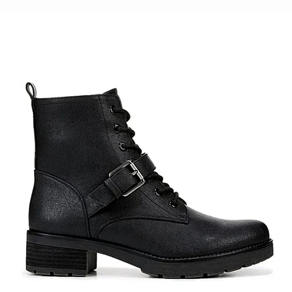 New w/Box Soul By Naturalizer Quaid Faux Leather Buckled Lace-Up Lug Sole Boots