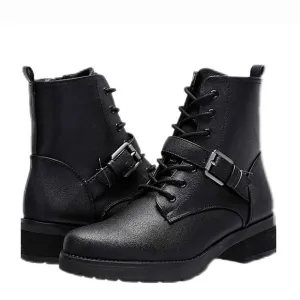 New w/Box Soul By Naturalizer Quaid Faux Leather Buckled Lace-Up Lug Sole Boots