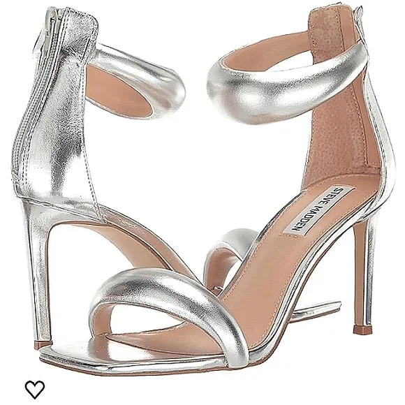 New w/o Box Steve Madden Partay Silver Metallic Puffy Strap Open-Toe Sandal Sz 7
