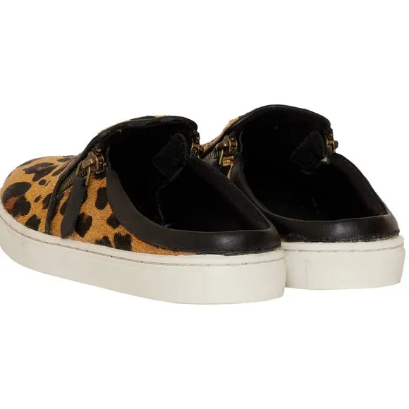 New Womens Leopard Print Slip-On summer sneaker Shoes with open heel sz 10