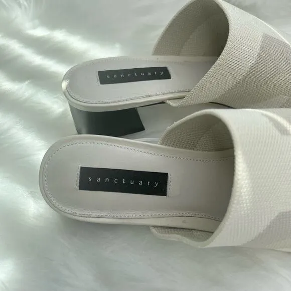 New Women’s Sanctuary Rumble Square Toe Stretch Knit Block Heel Sandals Size 8