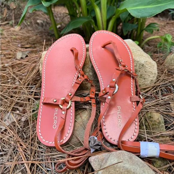 New🌟Anthropologie Pilcro Harness Tie Up Sandals Gladiator Leather Honey Brown
