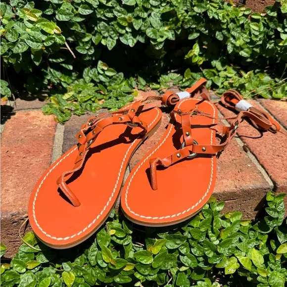New🌟Anthropologie Pilcro Harness Tie Up Sandals Gladiator Leather Honey Brown