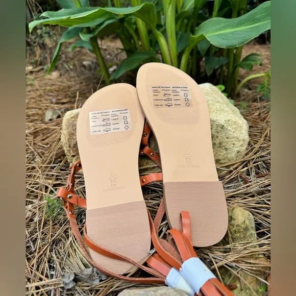 New🌟Anthropologie Pilcro Harness Tie Up Sandals Gladiator Leather Honey Brown