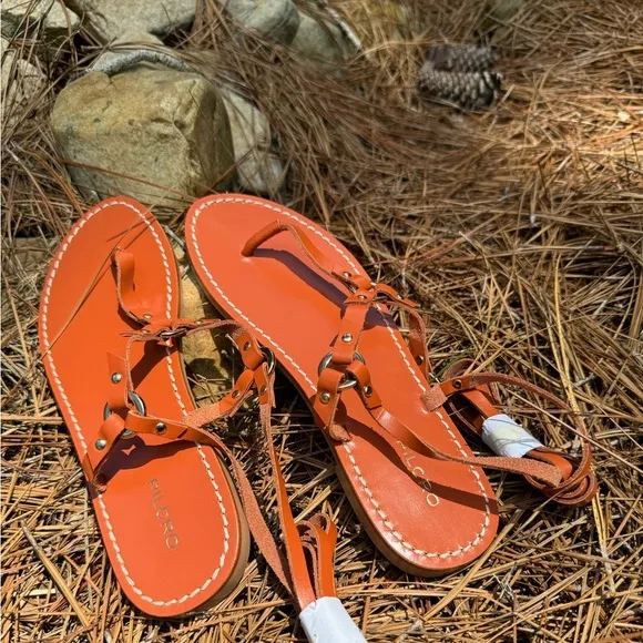 New🌟Anthropologie Pilcro Harness Tie Up Sandals Gladiator Leather Honey Brown