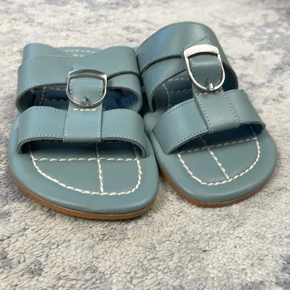 NIB Free People Sloan Buckle Sandals Stormy Sea Blue Sz 6
