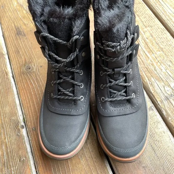 NIB Merrell Slyva Mid Lace Waterproof Black Leather Boots - Women's 11