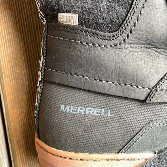 NIB Merrell Slyva Mid Lace Waterproof Black Leather Boots - Women's 11