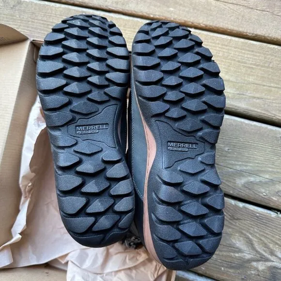 NIB Merrell Slyva Mid Lace Waterproof Black Leather Boots - Women's 11