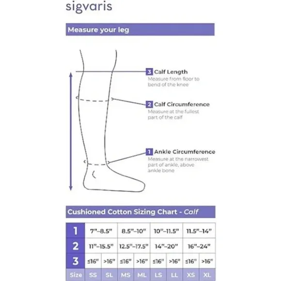 NIB Sigvaris 6 Mens Medical Motion Cushioned Cotton Compression Socks Size M/L