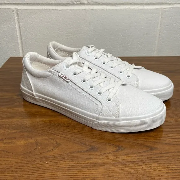NIB‎ Taos Women's Plim Soul White Low Top Lace up Sneakers Size 11W #PLS-13644