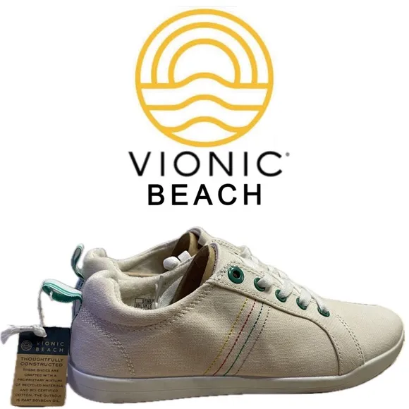 NIB Vionic Beach VEGAN Stinson Casual Sustainable Orthotic Sneakers Shoes Sz 7
