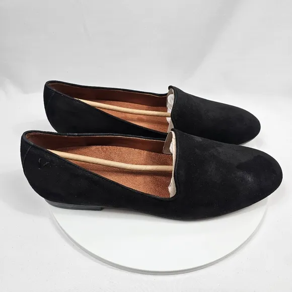 NIB Vionic Willa Slip On Flat Loafer Shoes Suede Vio-Motion Orthotic Black 11 W