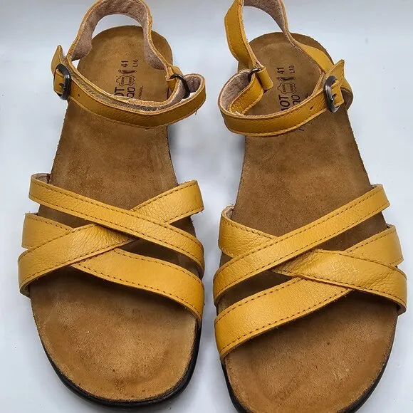 NIB Women's  Naot Patricia Leather Sandals Marigold EU 41 US 10-10.5