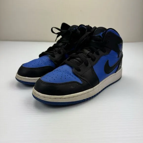 Nike Air Jordan 1 Mid Youth 7Y Hyper Royal Blue Black White Shoes