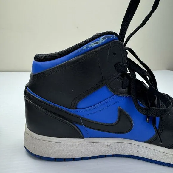 Nike Air Jordan 1 Mid Youth 7Y Hyper Royal Blue Black White Shoes