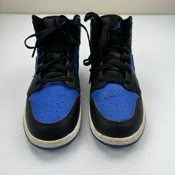 Nike Air Jordan 1 Mid Youth 7Y Hyper Royal Blue Black White Shoes