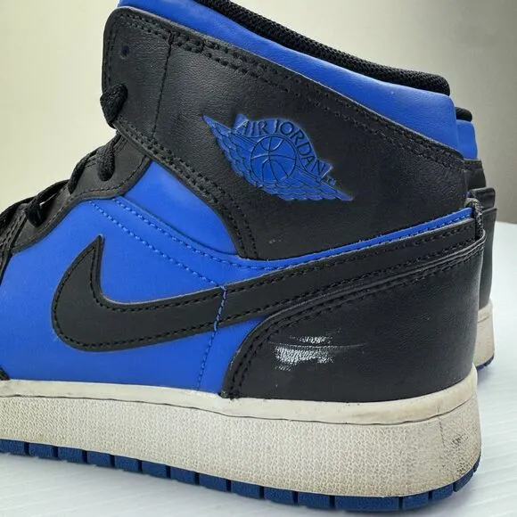 Nike Air Jordan 1 Mid Youth 7Y Hyper Royal Blue Black White Shoes