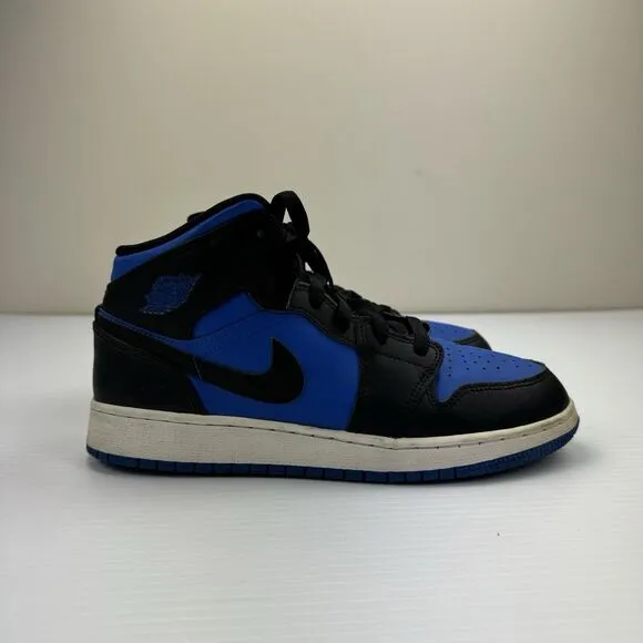 Nike Air Jordan 1 Mid Youth 7Y Hyper Royal Blue Black White Shoes