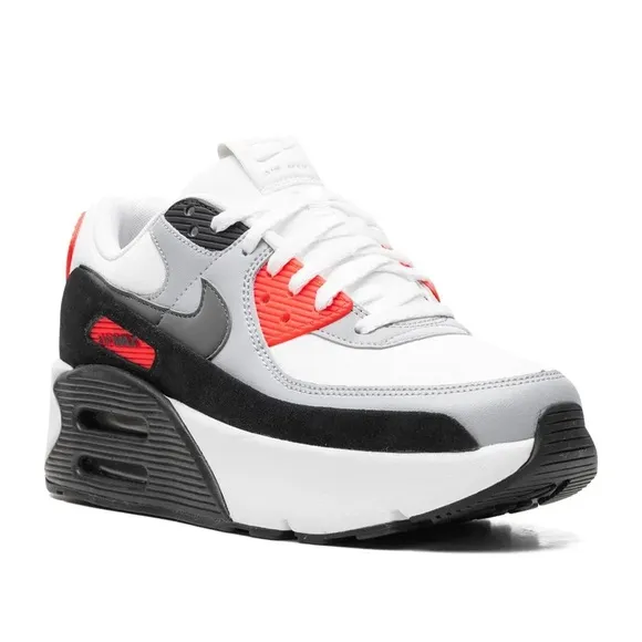 Nike Air Max 90 LV8 Platform Sneaker in Summit White Smoke Grey-Black Size 8 NEW