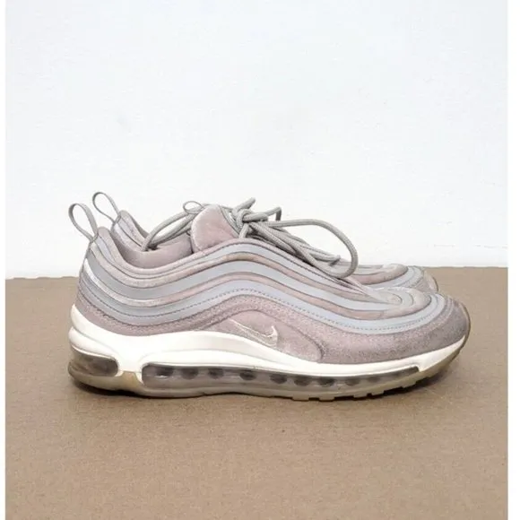 Nike Air Max 97 Ultra 17 Shoes Womens Size 7.5 Lux Vast Gray Pink Velvet Suede