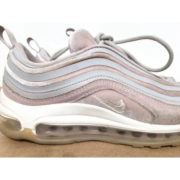 Nike Air Max 97 Ultra 17 Shoes Womens Size 7.5 Lux Vast Gray Pink Velvet Suede
