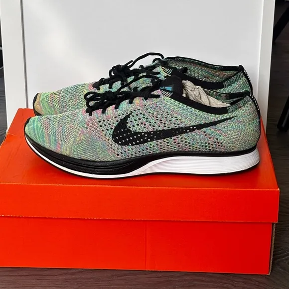 Nike Flyknit Racer Multicolor Running Shoes. Men’s Size 11 Women’s Size 12.5