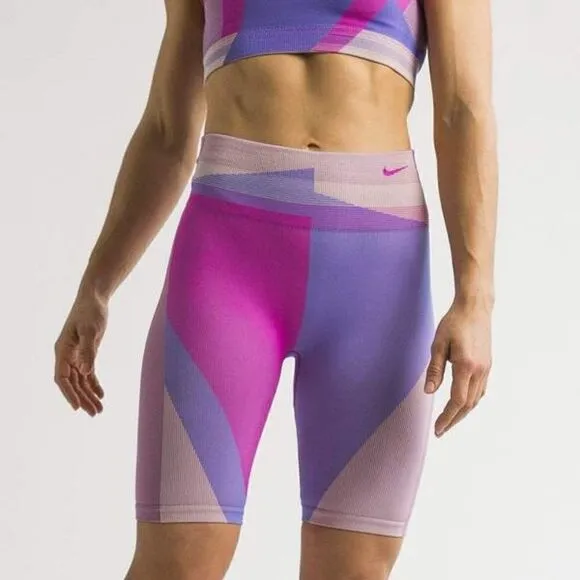 Nike Icon Clash Epic Lux Sculpt Tights Leggings Bike Shorts Pink Blue Women's S