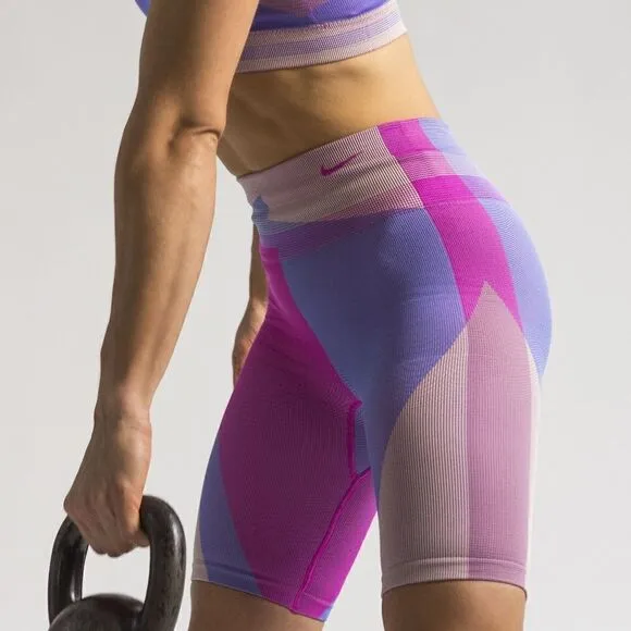 Nike Icon Clash Epic Lux Sculpt Tights Leggings Bike Shorts Pink Blue Women's S