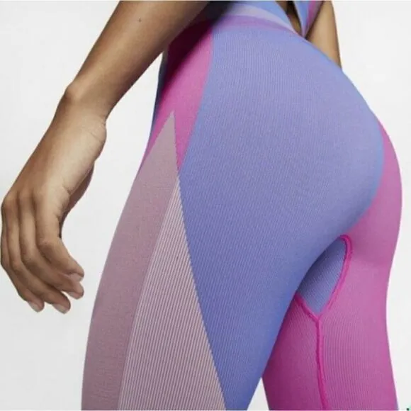 Nike Icon Clash Epic Lux Sculpt Tights Leggings Bike Shorts Pink Blue Women's S
