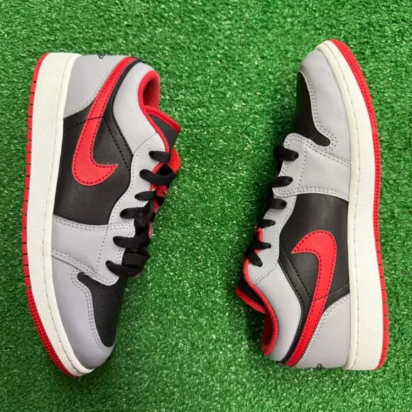 Nike Jordan 1 Low Cement Fire Red GS Shoes 553560-060 VNDS Sz 4.5