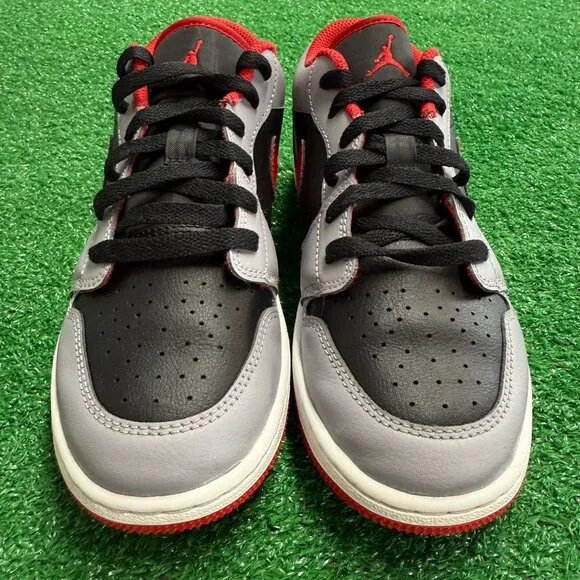 Nike Jordan 1 Low Cement Fire Red GS Shoes 553560-060 VNDS Sz 4.5