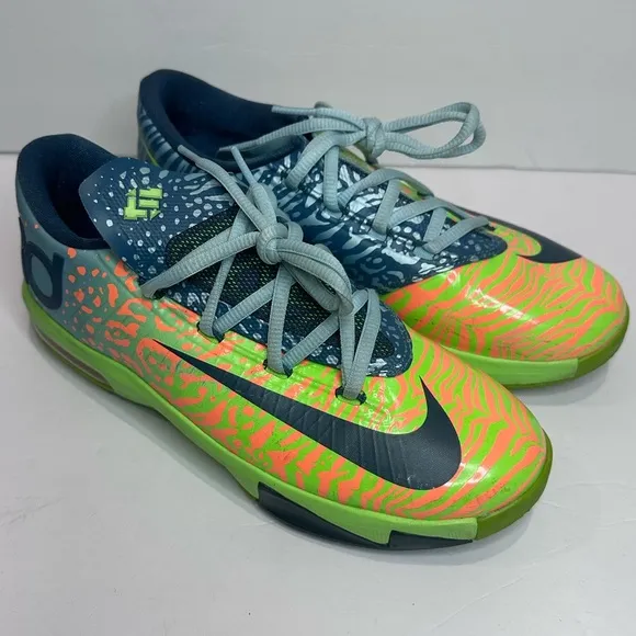 Nike KD 6 Kids' Neon Green and Blue Athletic Shoes