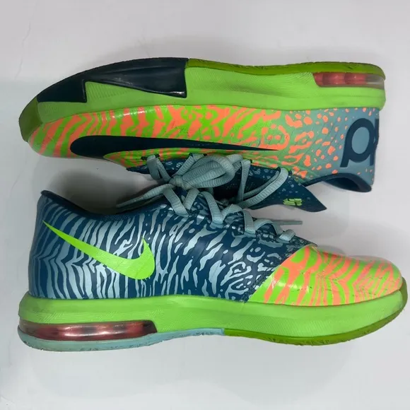 Nike KD 6 Kids' Neon Green and Blue Athletic Shoes