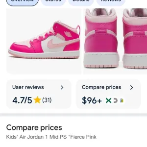 Nike Kids' Air Jordan 1 Mid PS - Fierce Pink