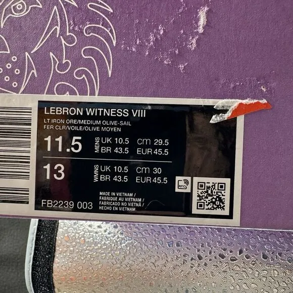 Nike Lebron Witness VIII 8 Basketball Shoes Men Sz 11.5 Grey Lt Iron FB2239-003