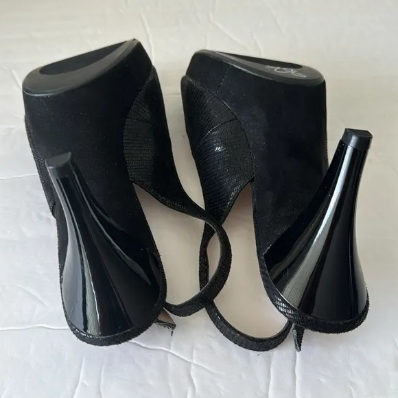 Nine West Jeopardy Peep Toe Slingback Pumps Sandals Heels Black 8.5
