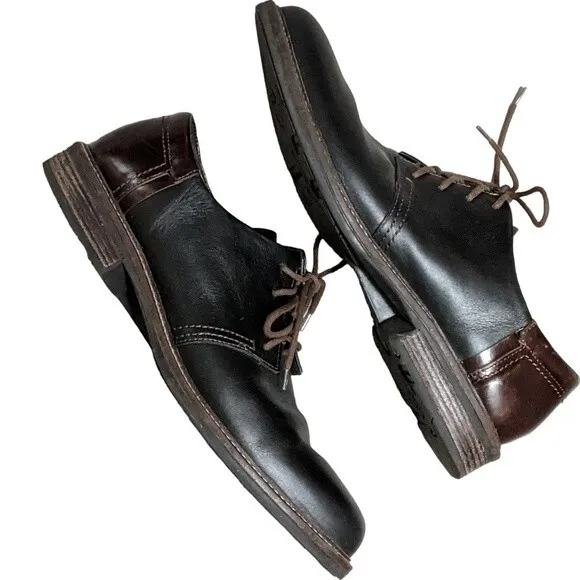 Noat Chief color block black brown lace up slip resistant shock relief loafer 13