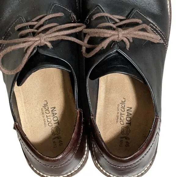 Noat Chief color block black brown lace up slip resistant shock relief loafer 13
