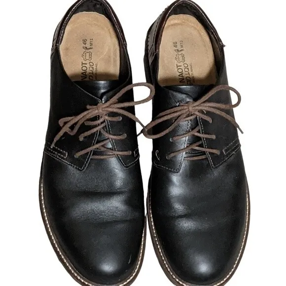 Noat Chief color block black brown lace up slip resistant shock relief loafer 13
