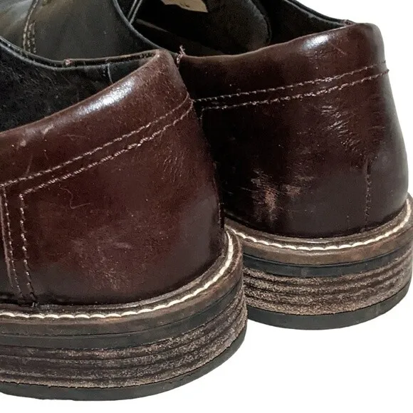 Noat Chief color block black brown lace up slip resistant shock relief loafer 13