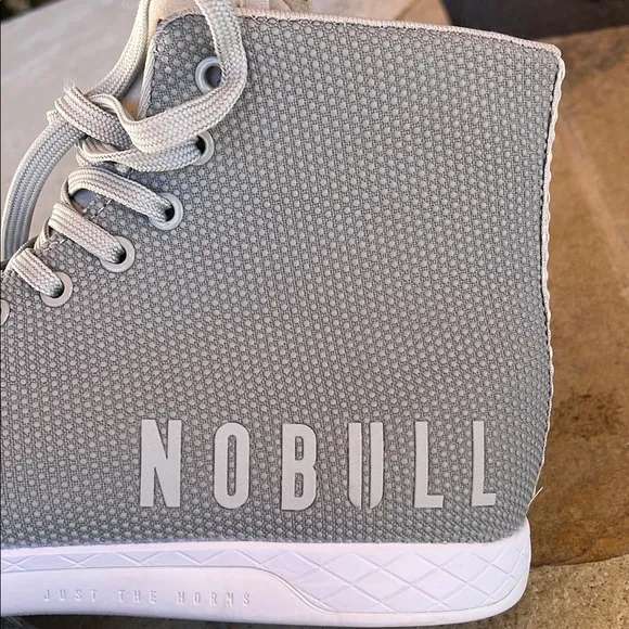 NOBULL Gray and White Athletic Shoes with Breathable Mesh