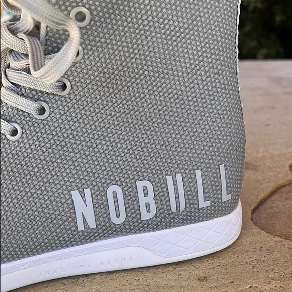 NOBULL Gray and White Athletic Shoes with Breathable Mesh
