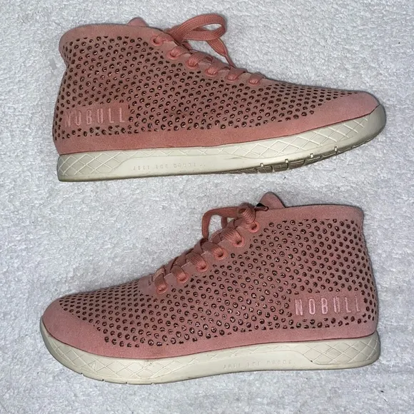NOBULL Rose Suede Mid Trainers Women's Size 7 Pink Training Shoes