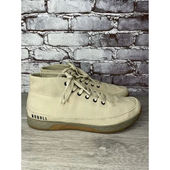 Nobull Mid Desert Trainer Canvas Beige Fabric Lace Up Sneakers Men 13M US/47.5EU