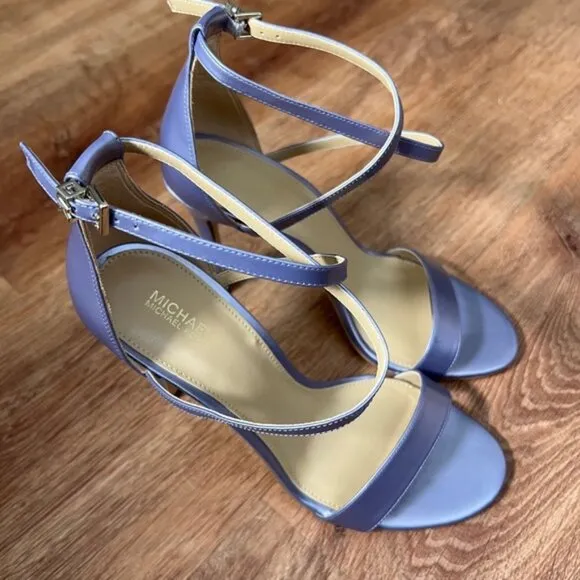 NWB MICHAEL KORS ANTONIA SANDAL PEARLIZED Orched Heel Sandal 40SOATHA1W Sz 9M